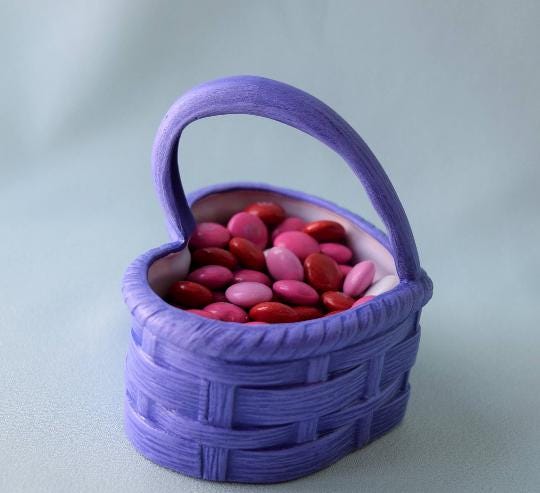 Heart Basket | Purple Valentine Decor - Teresa&#39;s Ceramics