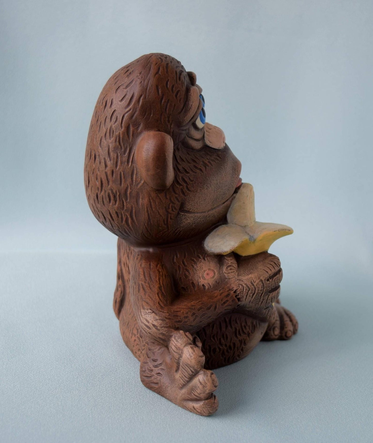 Monkey Figurine | Monkey Nursery Decor | Monkey With Banana - Teresa&#39;s Ceramics