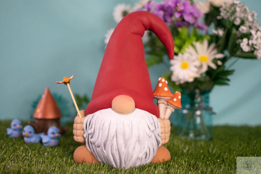 Finn The Garden Gnome | Medium Mushroom Gnome | Ceramic Handmade Gnome - Teresa&#39;s Ceramics