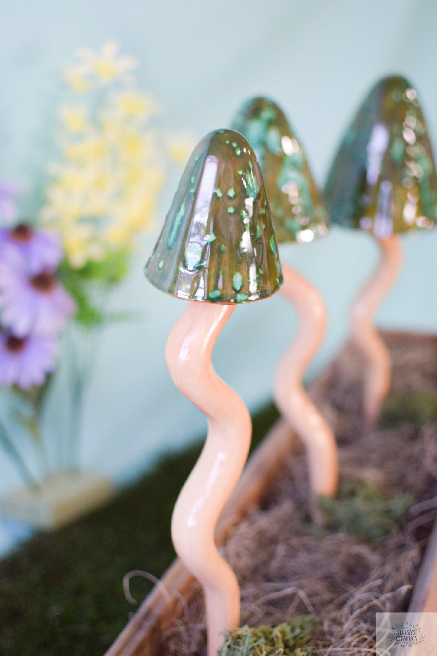 Tall Magic Mushrooms | Ceramic Mushroom Chimes | Mushroom Garden Decor - Teresa&#39;s Ceramics