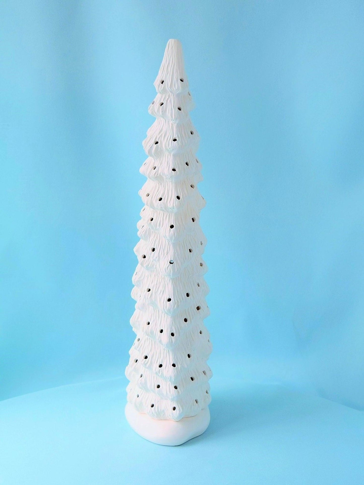 Ceramic Christmas tree in bisque - Slim Christmas Tree - 16 inches tall - village -  Tree - Ready to paint - Painting project - DIY ceramics - Teresa&#39;s Ceramics