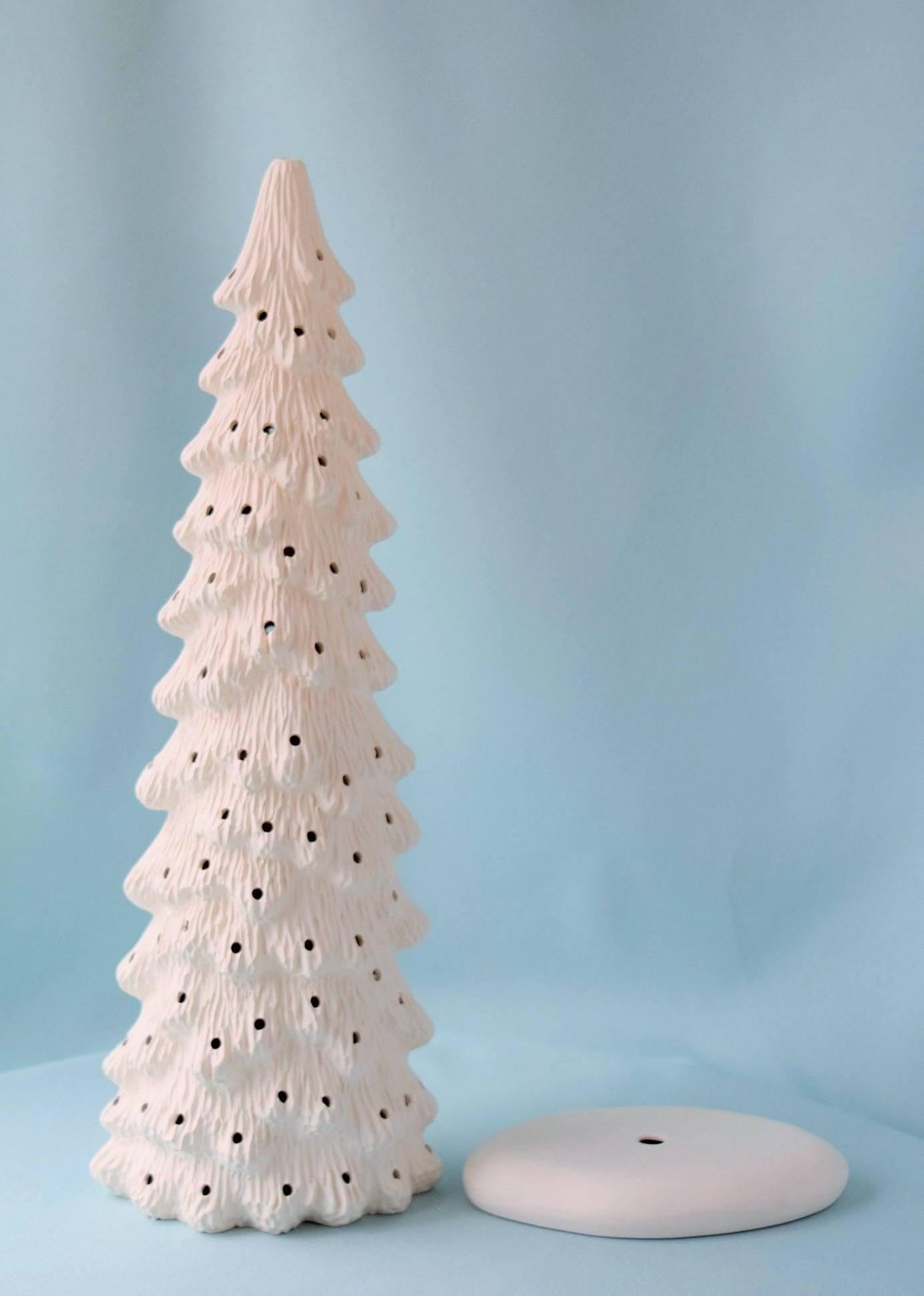 Ceramic Bisque Holiday Village Tree - 13&quot; Tree - DIY - Teresa&#39;s Ceramics