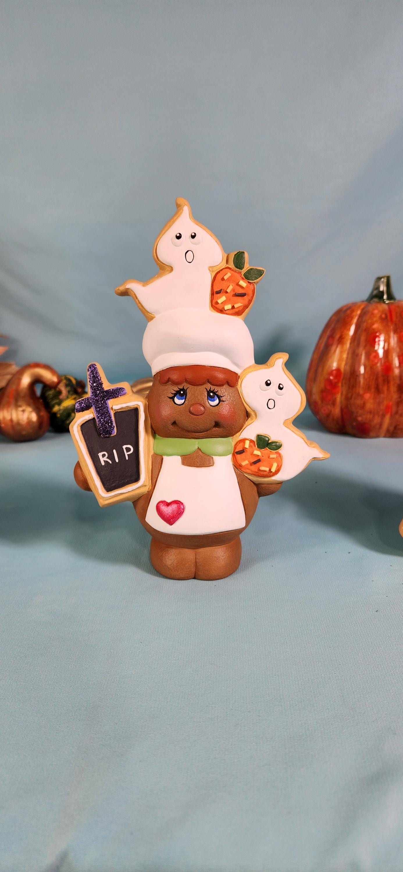 Bisque Halloween Gingerbread Friends 6in |  Set of 3 | Gift For Bakers | Faux Food | Free Shipping