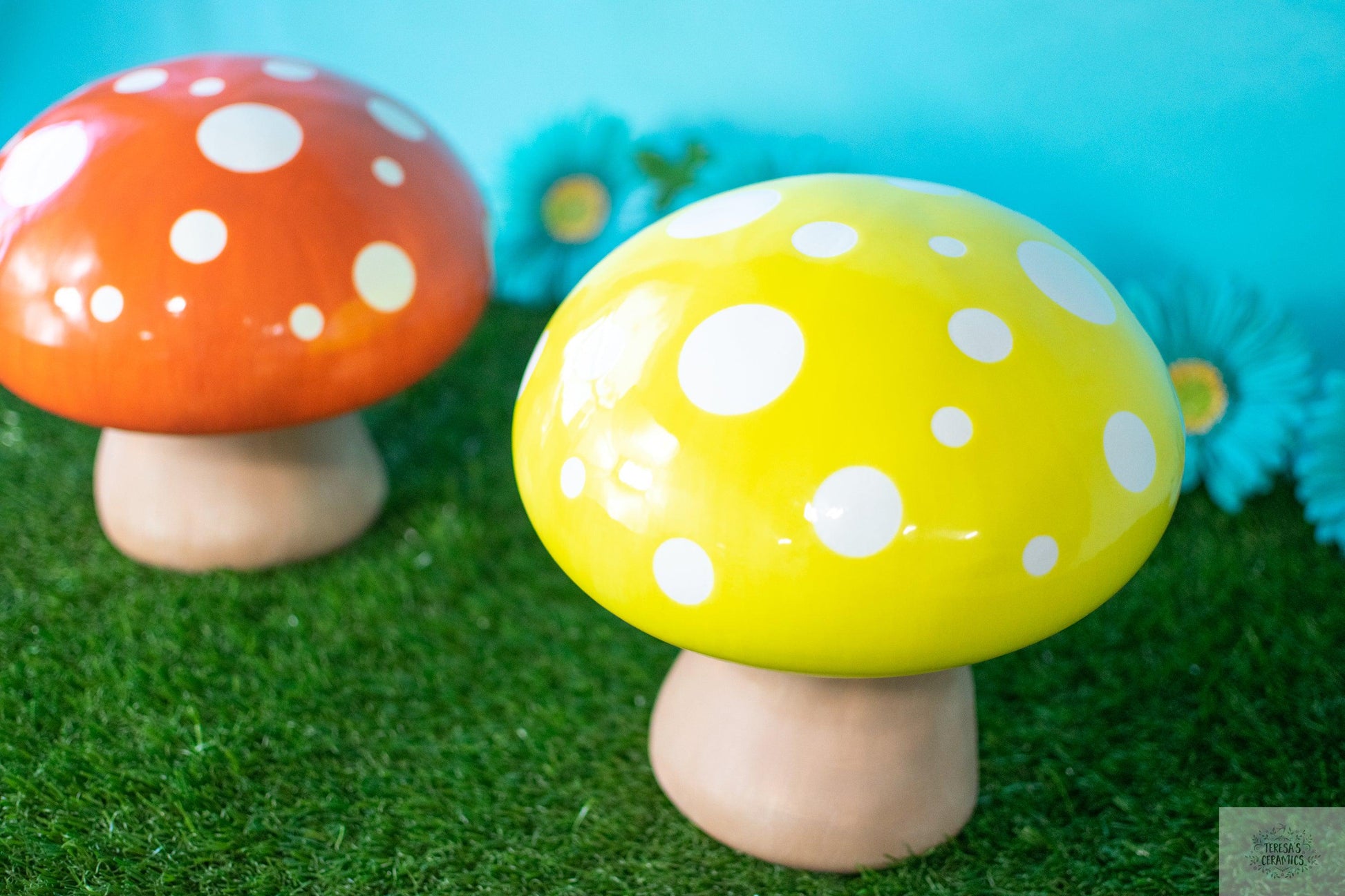 Jumbo Mushroom Art | Mushroom Garden Statue | Handmade Ceramic Art - Teresa&#39;s Ceramics