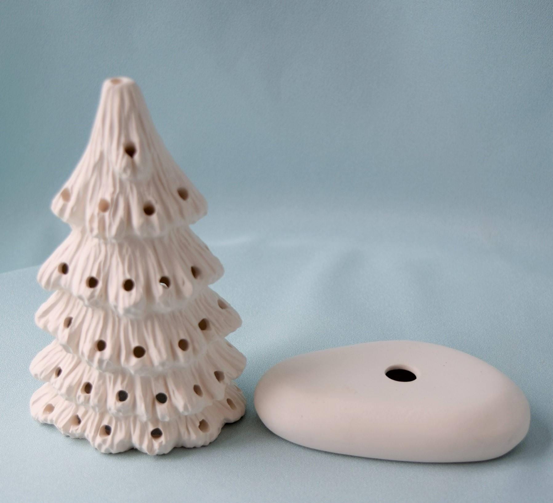 Ceramic Christmas tree in bisque - 5.75 inches tall - DIY - Teresa&#39;s Ceramics