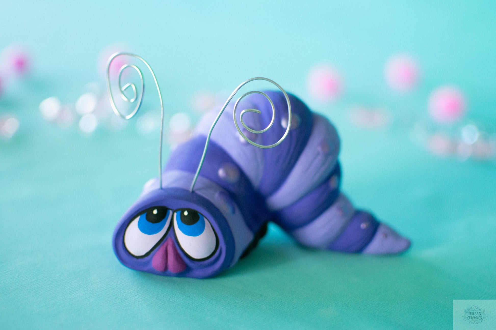 Valentine Wormy | Ceramic Caterpillar | Pink Ceramic Decor - Teresa&#39;s Ceramics