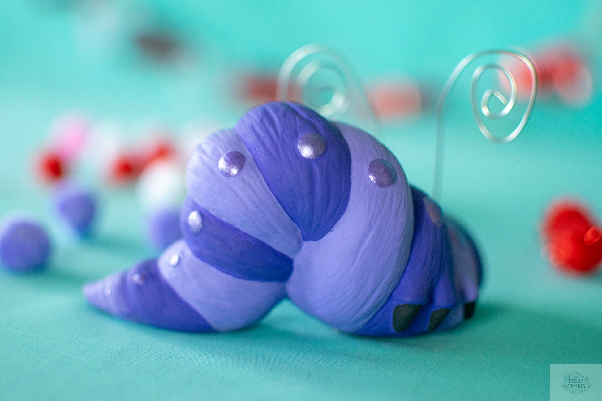 Valentine Wormy | Ceramic Caterpillar | Pink Ceramic Decor - Teresa&#39;s Ceramics