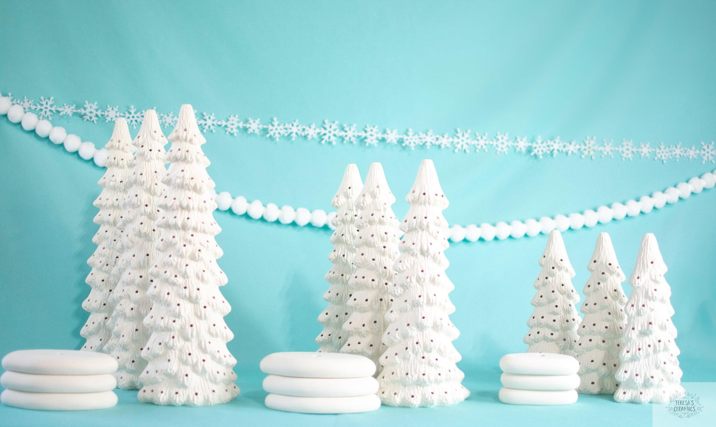 9 Bulk Bisque Christmas Trees | Ready to paint Christmas trees | Set of 9 | 3 of Each Size | Christmas Decorations | DIY Project | Painting Project - Teresa&#39;s Ceramics