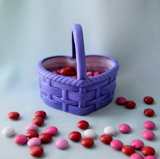 Heart Basket | Purple Valentine Decor - Teresa&#39;s Ceramics