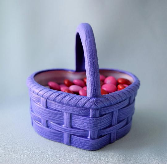 Heart Basket | Purple Valentine Decor - Teresa&#39;s Ceramics