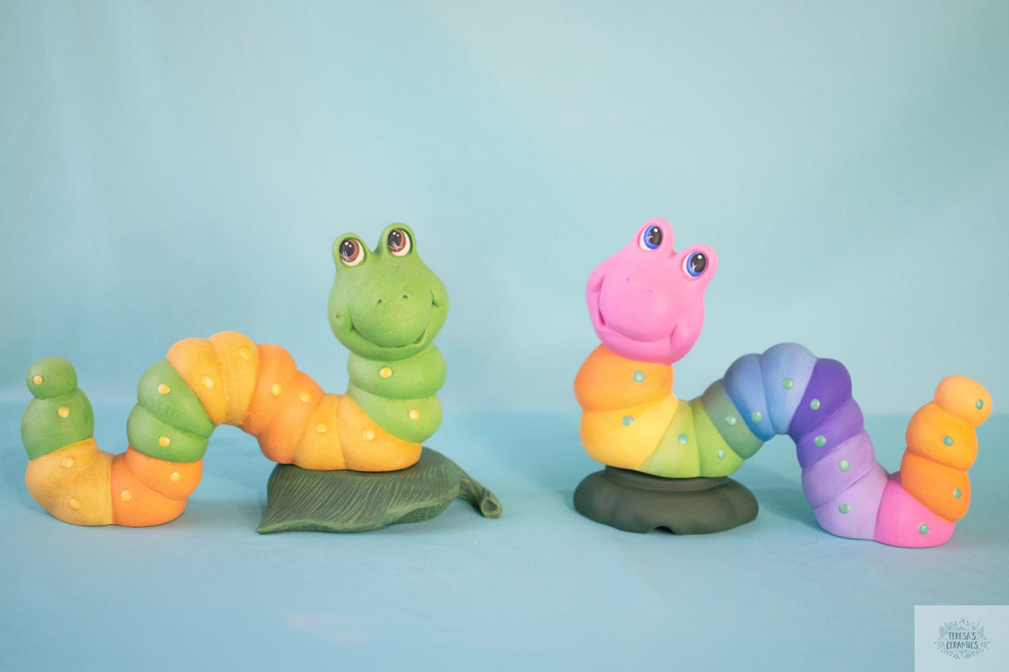 Large Rainbow Wormy | Garden Art Worm - Teresa&#39;s Ceramics