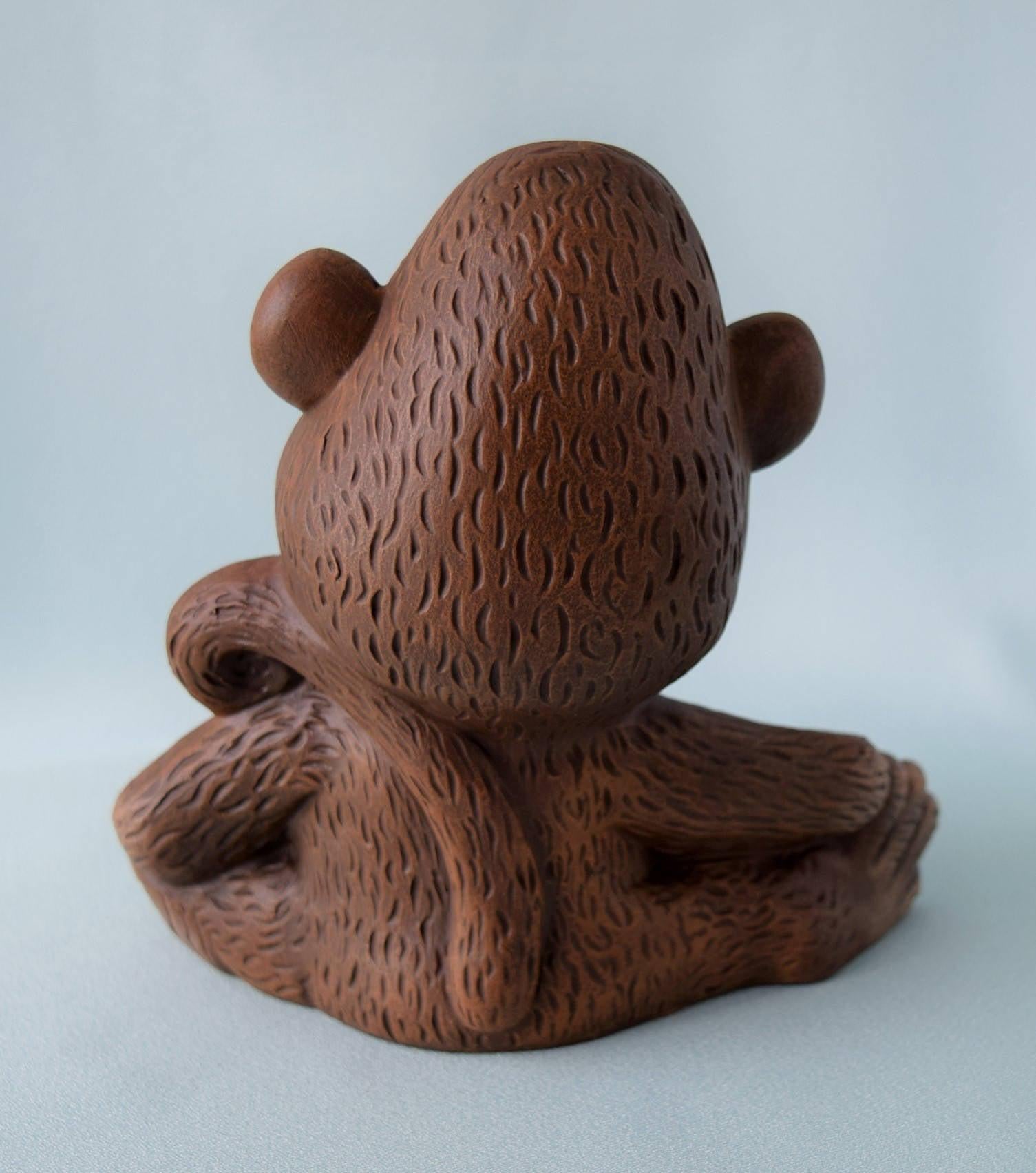 Monkey Figurine | Monkey Nursery Decor | Monkey With Banana - Teresa&#39;s Ceramics