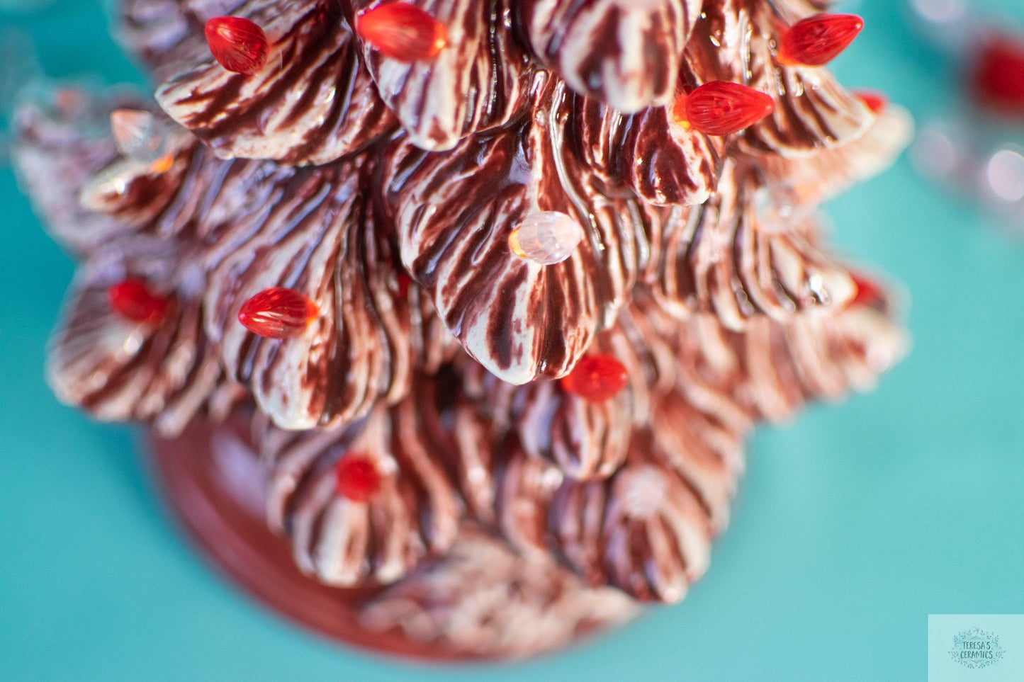 Valentine Tree | Ceramic Tree Light | Red Striped Tree - Teresa&#39;s Ceramics