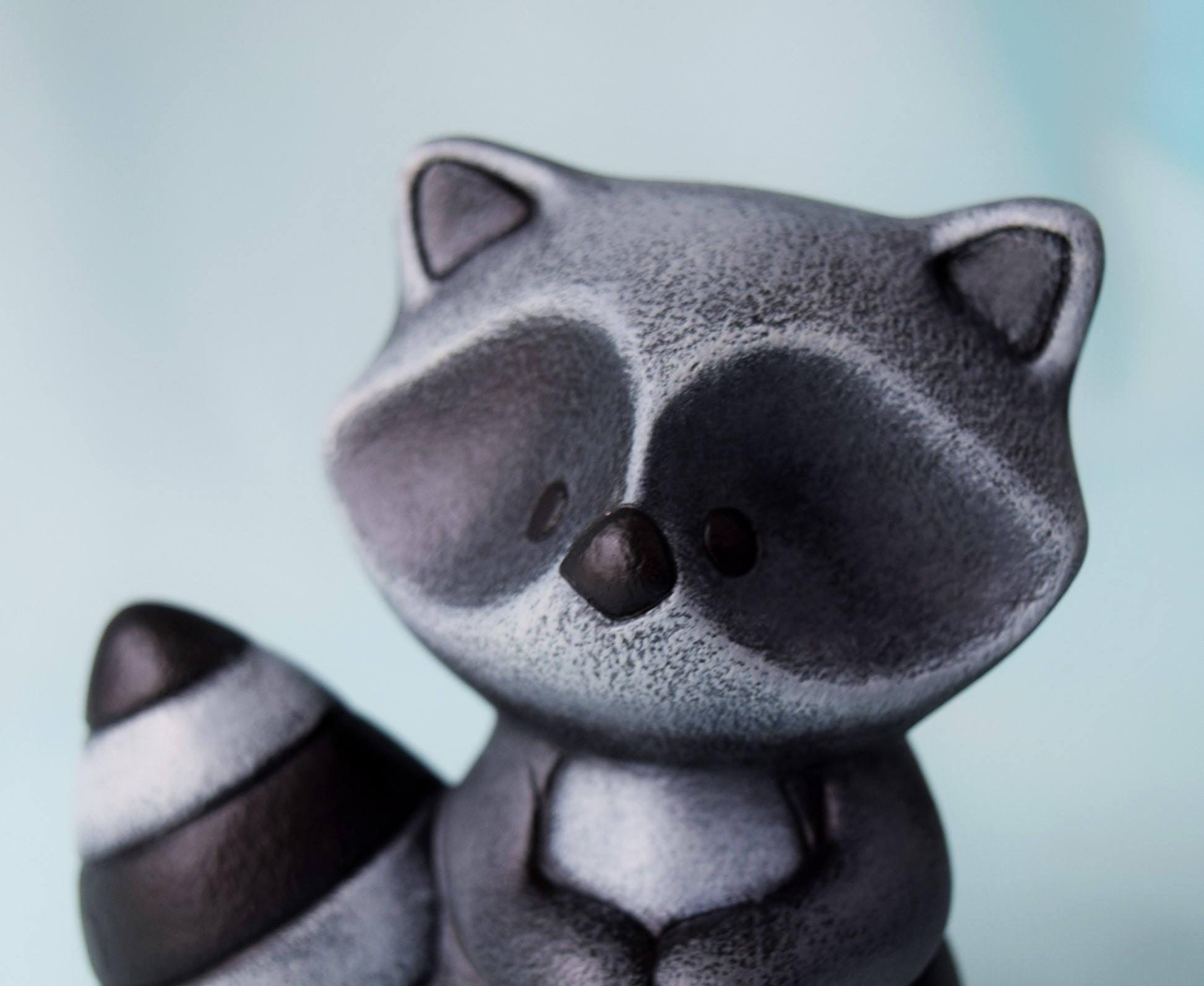 Ceramic Raccoon | Woodland Nursery | Cake Topper - Teresa&#39;s Ceramics