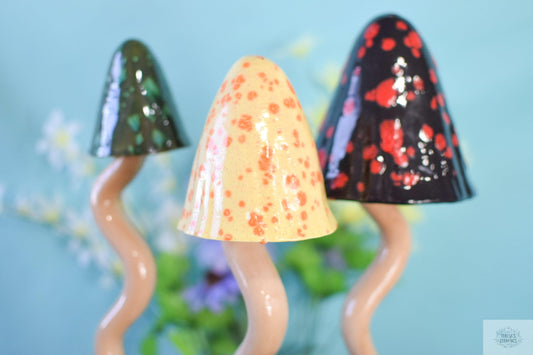 Tall Magic Mushrooms | Ceramic Mushroom Chimes | Mushroom Garden Decor - Teresa&#39;s Ceramics