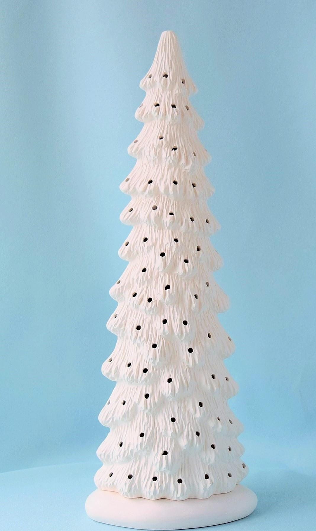 Ceramic Christmas tree in bisque - Slim Christmas Tree - 16 inches tall - village -  Tree - Ready to paint - Painting project - DIY ceramics - Teresa&#39;s Ceramics