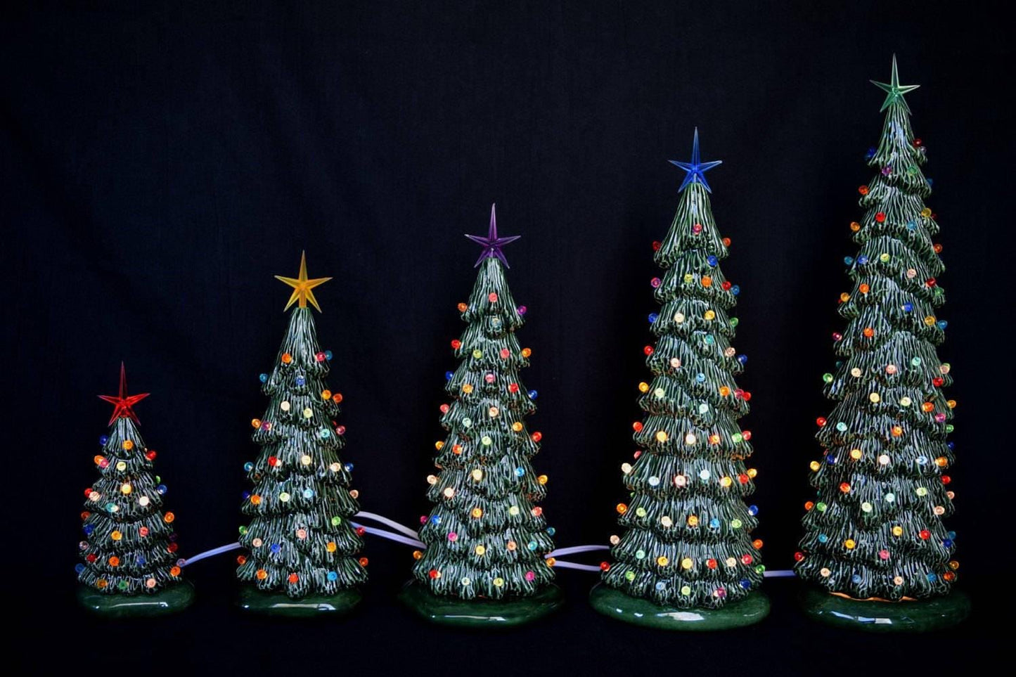 Ready To Paint | Bisque Christmas Trees | Set of 5 | Slim Christmas Tree Set - Teresa&#39;s Ceramics