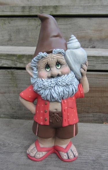 Beach Gnome With Seashell | Conch Gonk | Beach Gnome | Lake Gnome | Summer Decor | Cute Sandals | Father's Day Gift | Gnome Figurine | Beach