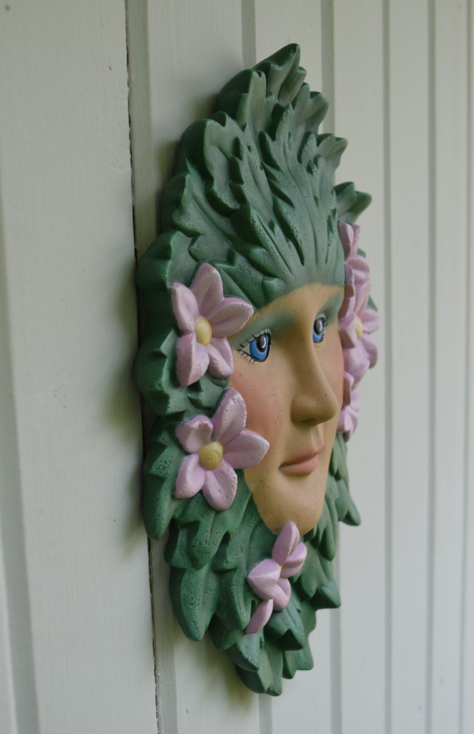 Mother Nature Wall Hanging | Magnolia Fence Art| Zen Garden Decor | Green Lady | Flower Face Garden Plaque