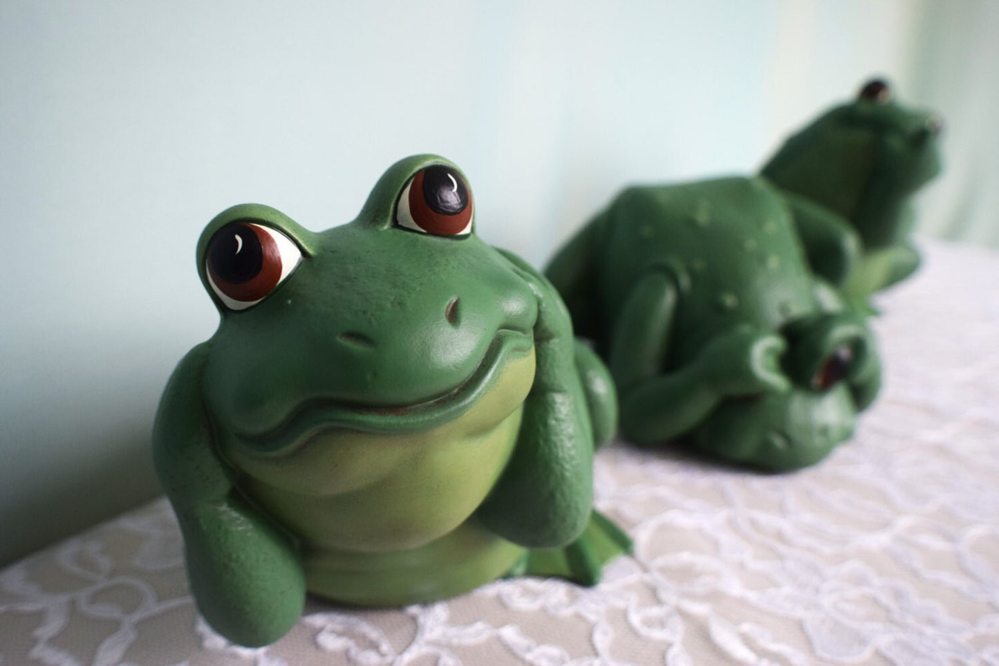 Hear No Evil Frog - Garden Frog - Ceramic Frog - Yard Art - Patio Decor - Garden Decor - Gardening Frog - Outdoor Frog - Cute Frog