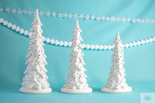 Ceramic Bisque: Christmas Villages, Trees& Skaters