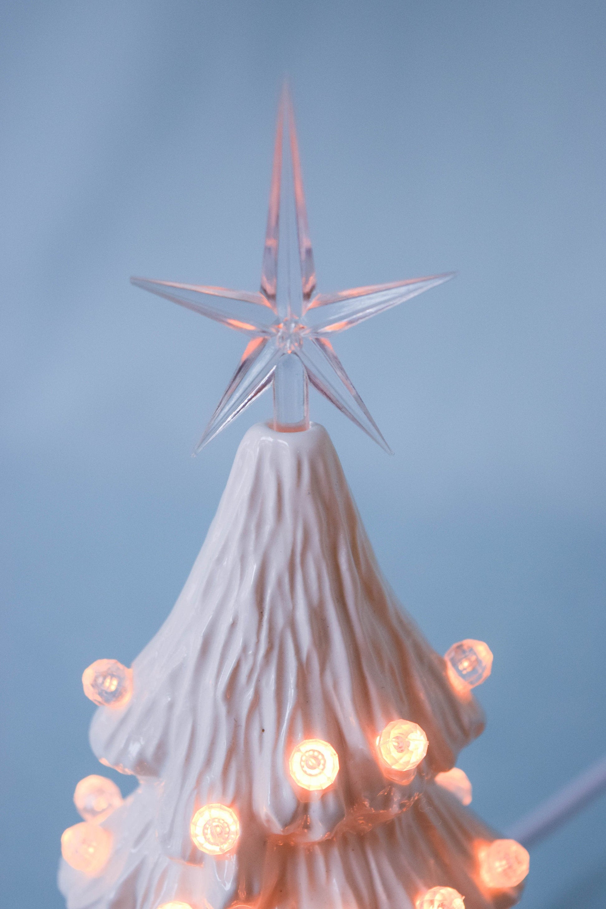 Ceramic White Christmas Tree, With Light Base