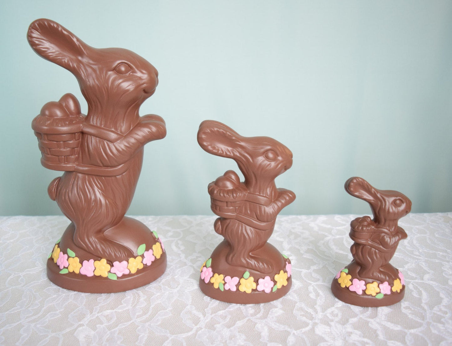 Ceramic Chocolate Easter Bunny - Faux Food - 10.5 Inches Tall